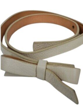 Brave Cream Narrow Leather Belt Bow Detail Size 28